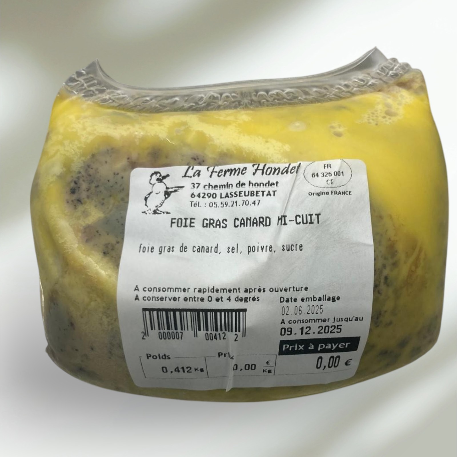 Foie gras entier mi-cuit sous vide